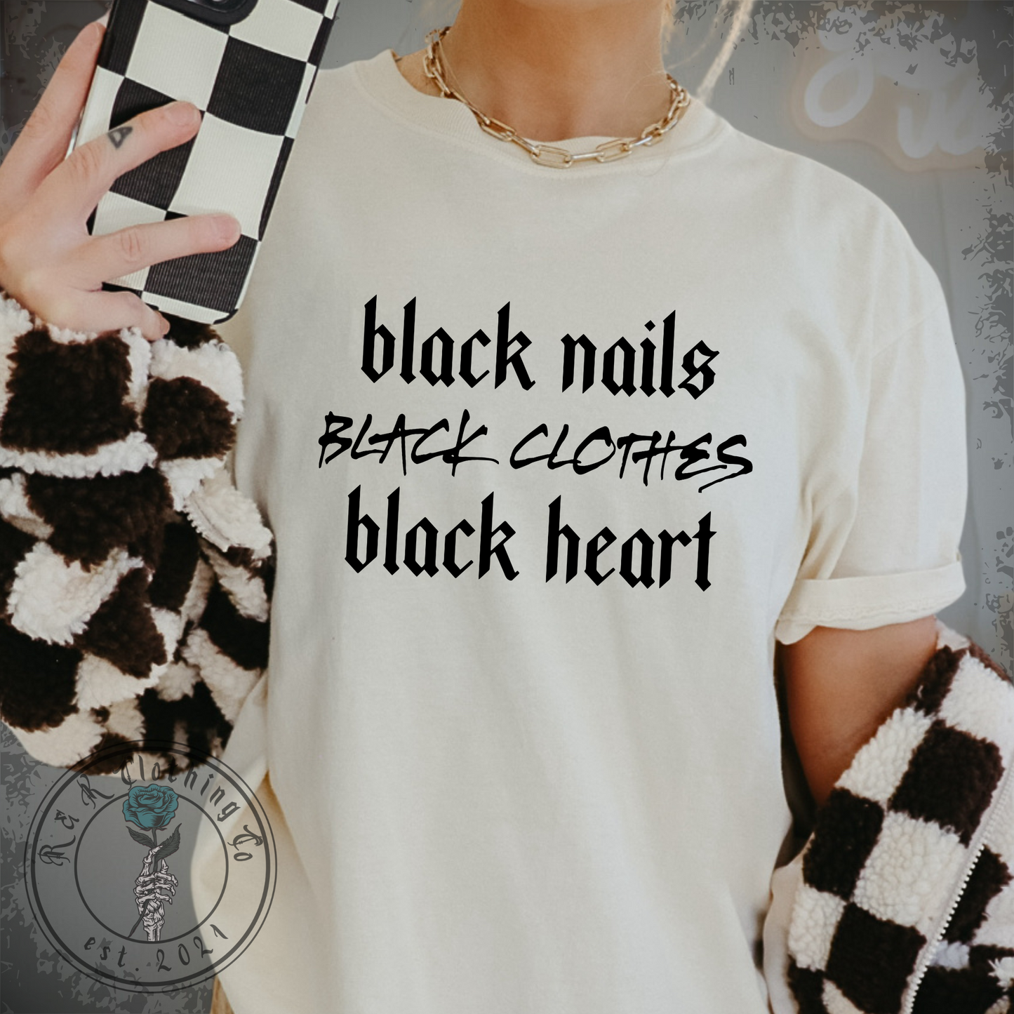 Black Nails, Black Clothes, Black Heart Shirt
